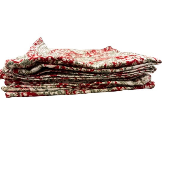 Ralph Lauren Paisley Print Napkins Set of 8 Red Cream Green Cotton